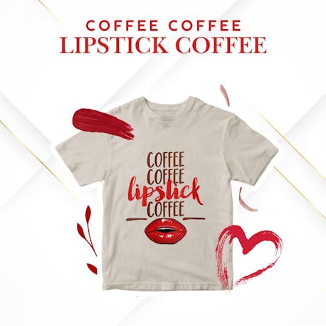 KahhveCom Coffee Lipstick Baskılı Tişört
