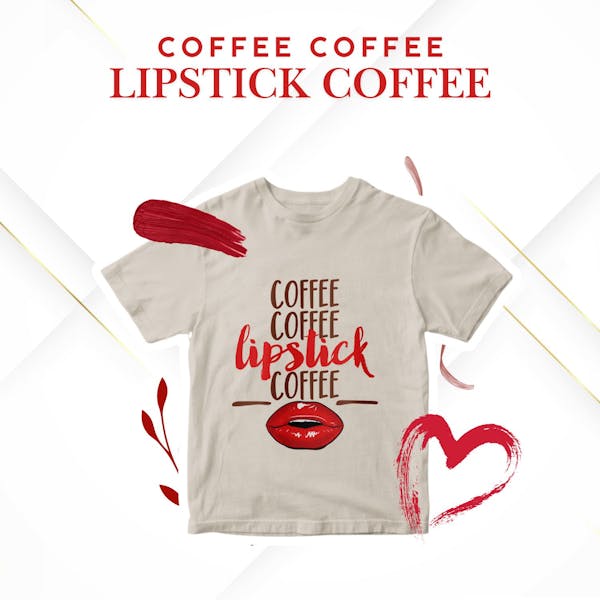KahhveCom Coffee Lipstick Baskılı Tişört
