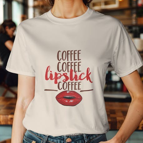 KahhveCom Coffee Lipstick Baskılı Tişört