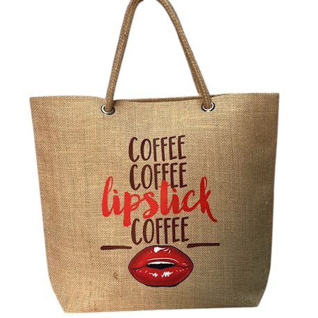 KahhveCom Doğal Hasır Çanta Coffee Lipstick