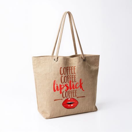KahhveCom Doğal Hasır Çanta Coffee Lipstick