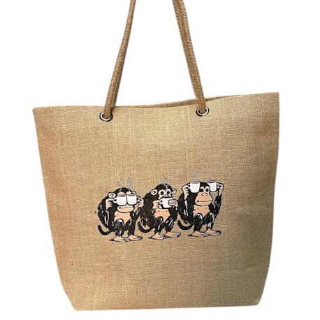 KahhveCom Doğal Hasır Çanta Coffee Monkeys