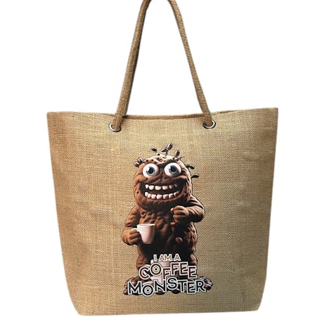 KahhveCom Doğal Hasır Çanta Coffee Monster