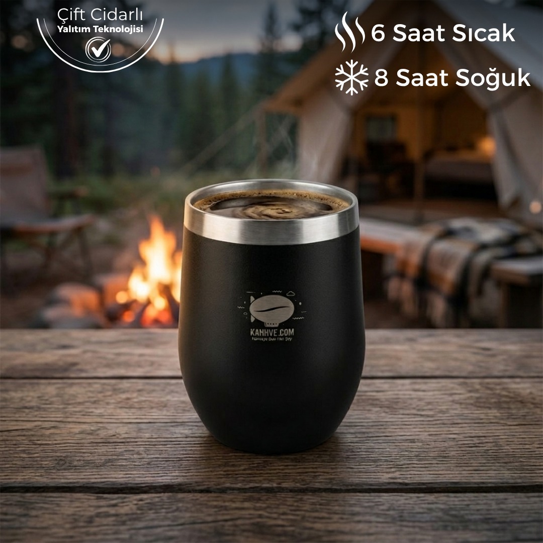KahhveCom  Çift Cidarlı Kulpsuz Paslanmaz Çelik Bardak